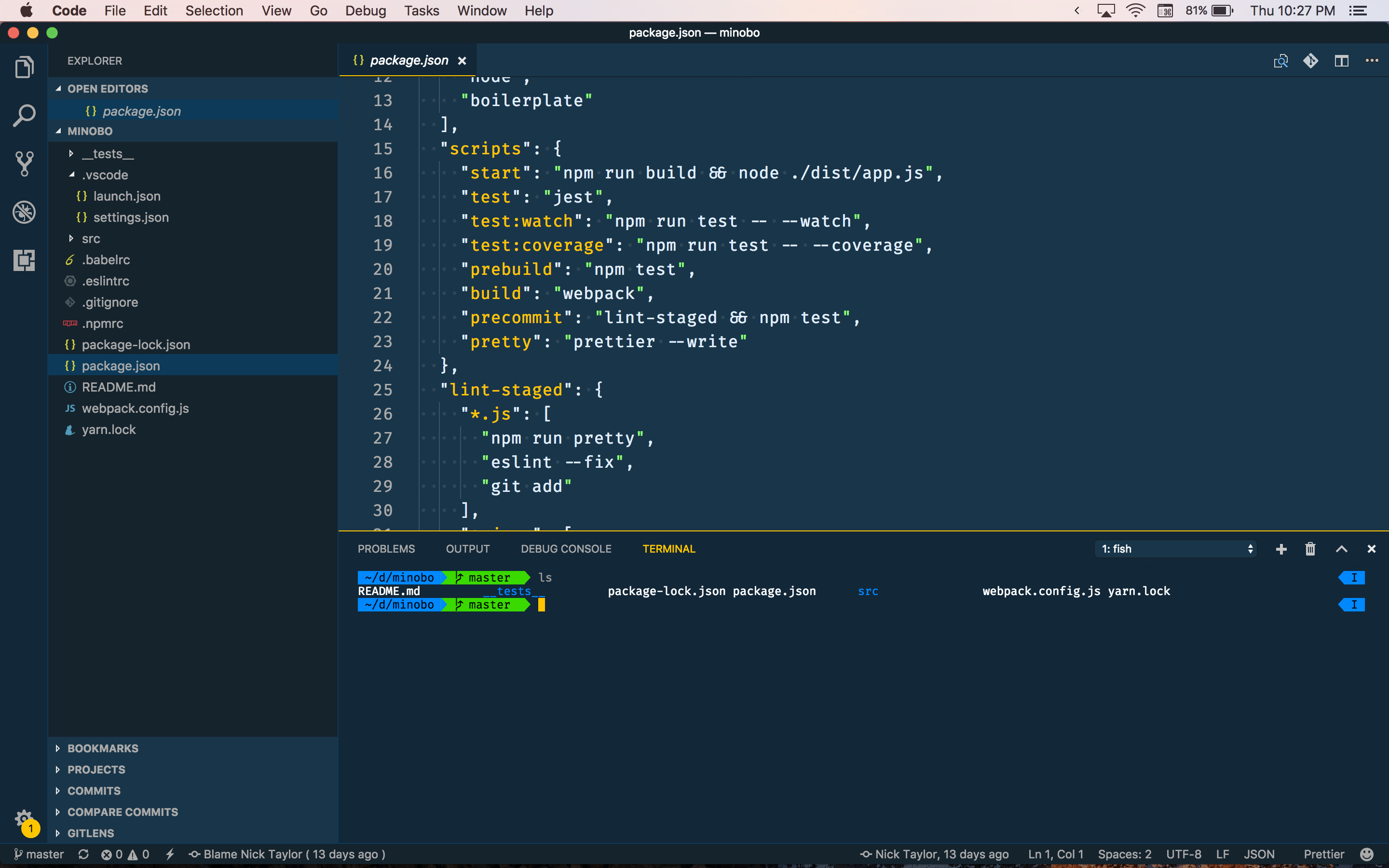 Cobalt 2 Theme with Fisherman Agnoster Theme