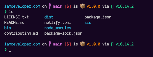 Starship shell prompt in action