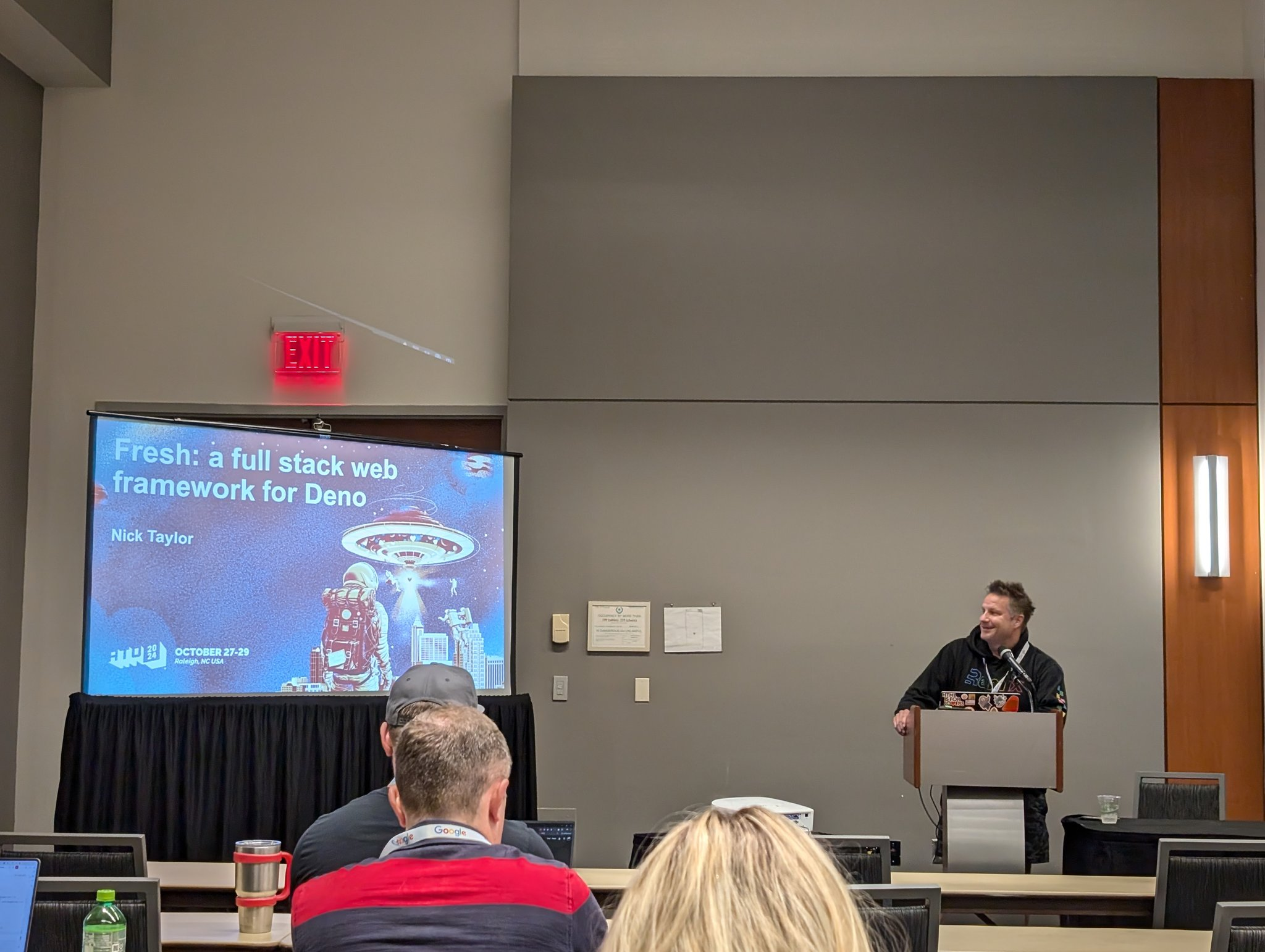 Me giving my talk on Fresh at All Things Open